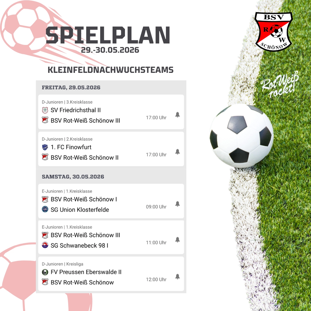 Spielplan 29 30052026